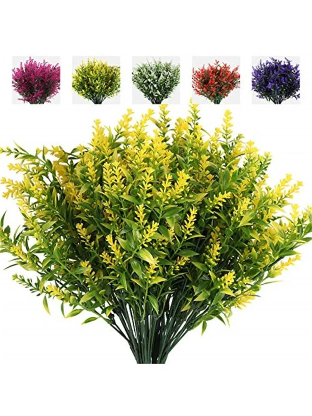 Artificial Lavender Flowers UV Resistant Faux Outdoor Plants Garden Decor